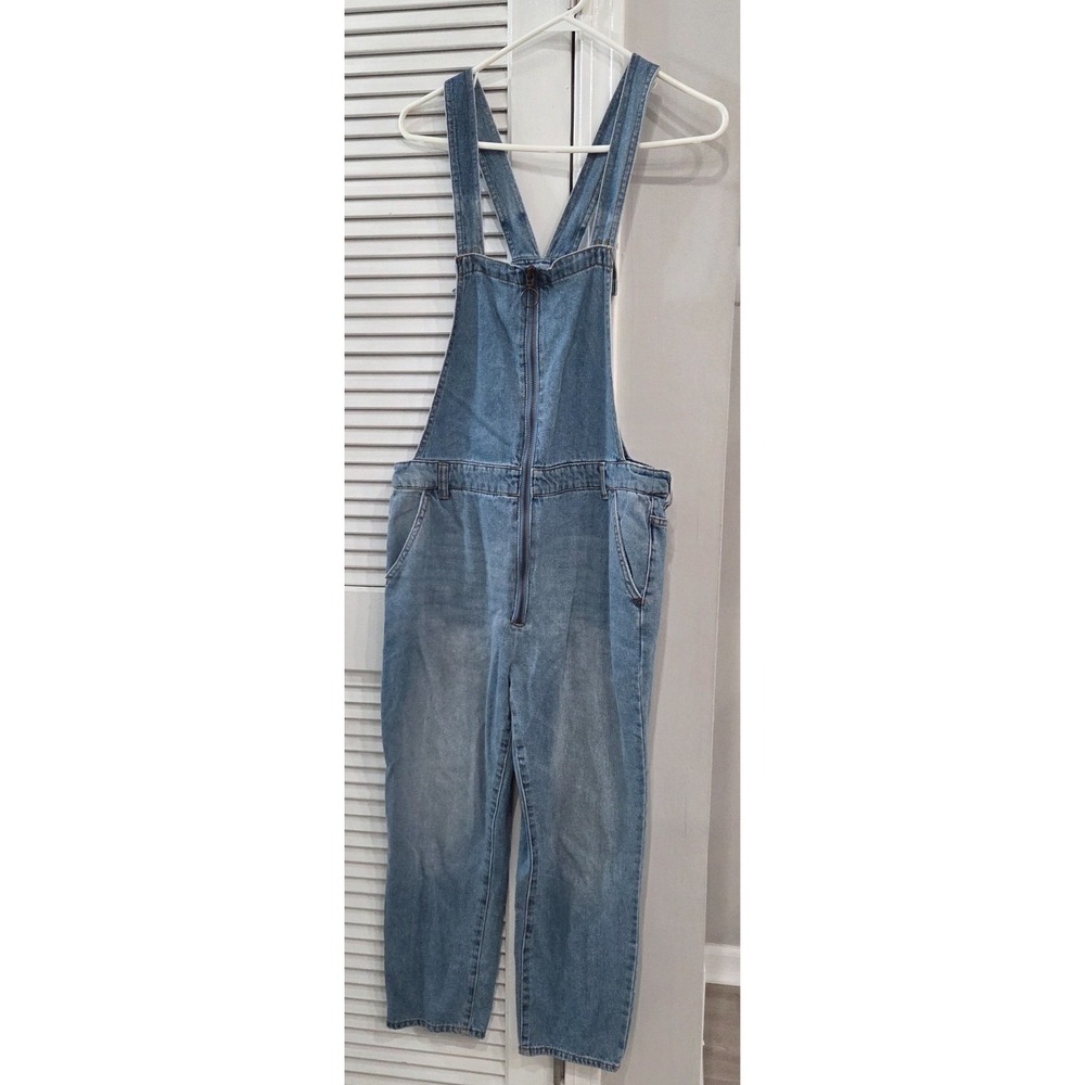 Forever 21 Light Denim Overalls Zipper Front Adjustable Straps Blue Size 29 8